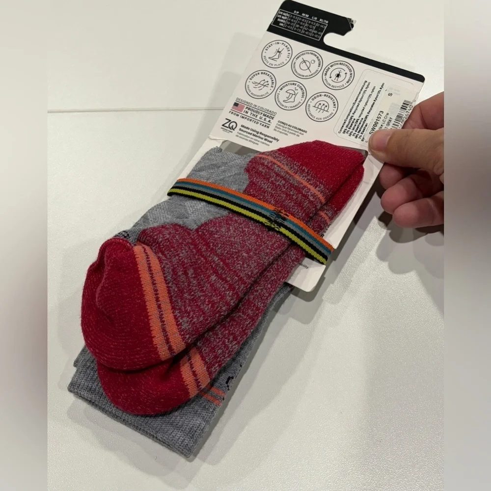 Smartwool Women's Small Hike Light Cushion Crew Socks Red Grey NWT